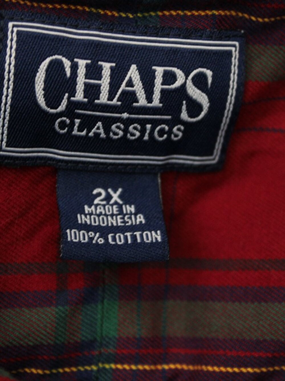 Chaps Classics Shirt Womens 2XL Red/Green Plaid Gold Buttons Cotton Long Sleeve - Picture 6 of 11